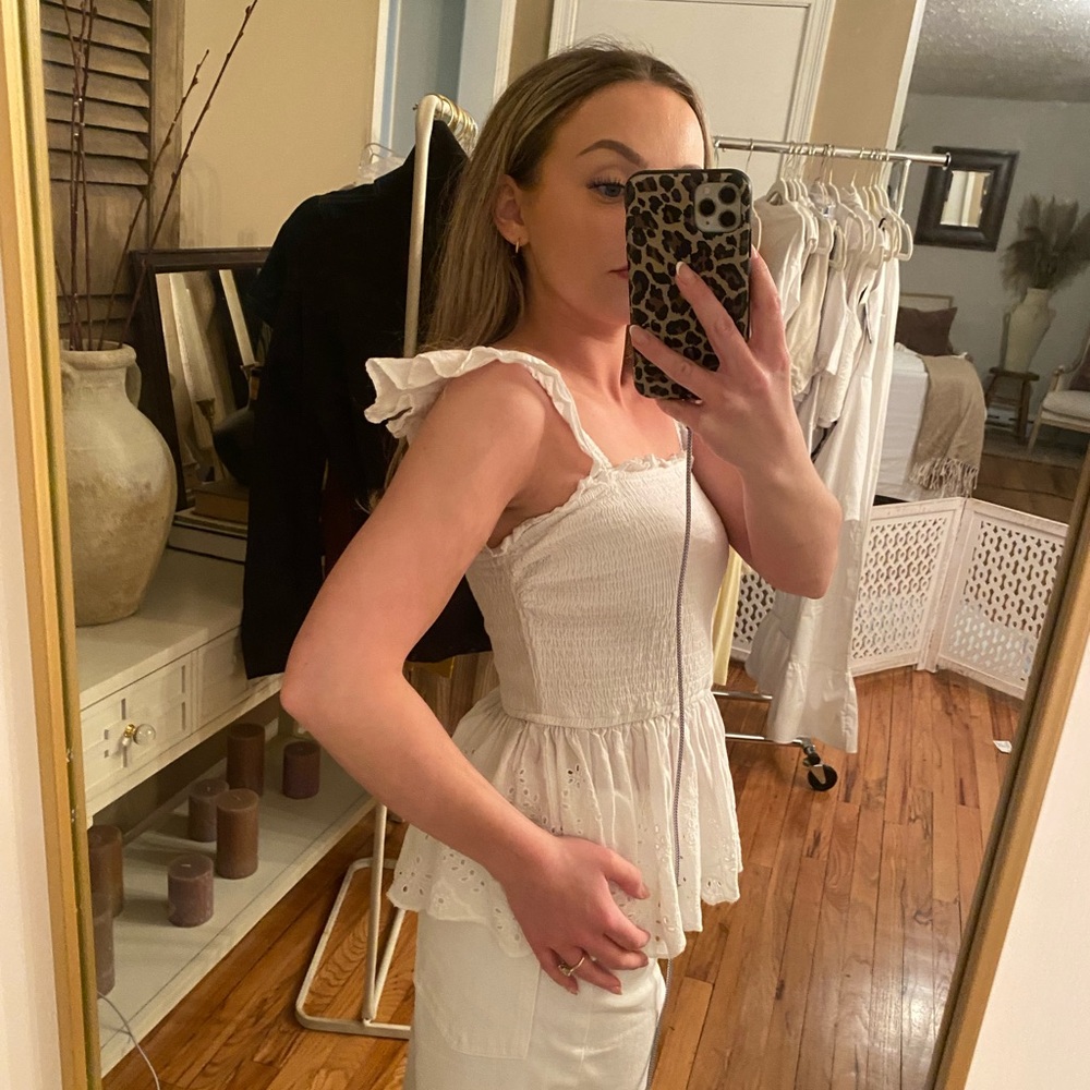 White Ruffled Women's Top - Picture 2 of 2